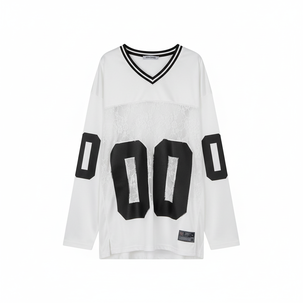 Women's Loose Lace See Through V-neck Jersey