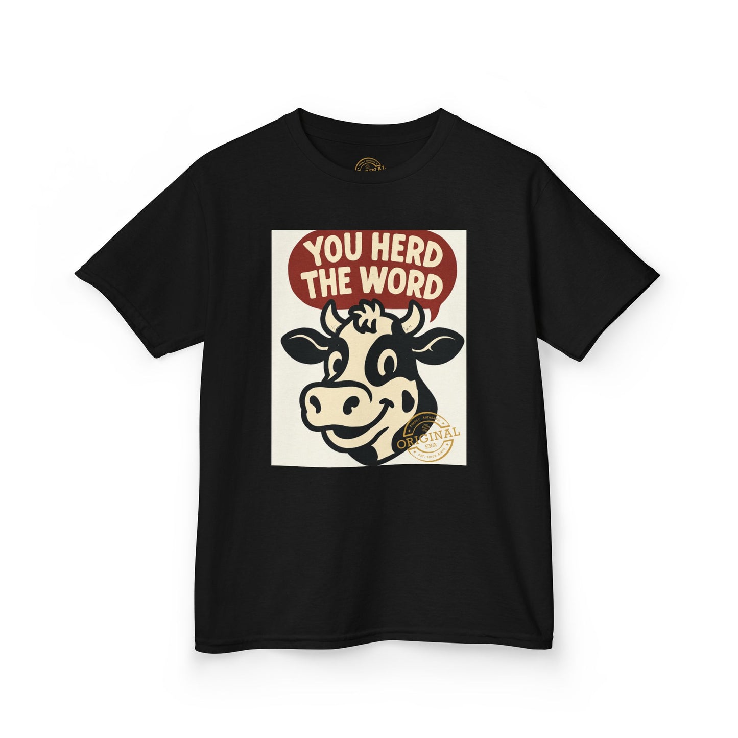 Kids T‑Shirt — 'You Herd the Word' Cow Front & 'Faith Over Fear' Farm Graphic