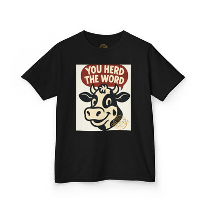 Kids T‑Shirt — 'You Herd the Word' Cow Front & 'Faith Over Fear' Farm Graphic