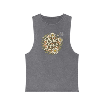 True Love Daisy Tank Top — Vintage Stonewash Graphic Tank
