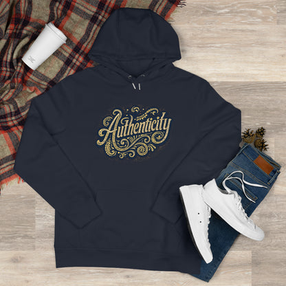 Authenticity Script Hoodie — 'Authenticity' Vintage Ornate Graphic Hooded Sweatshirt