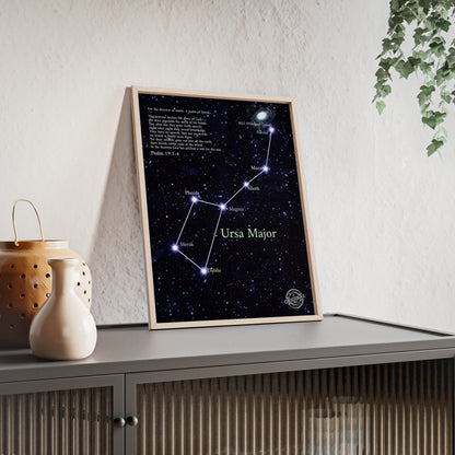 Ursa Major Constellation Star Map Poster with Wooden Frame — Astrology Wall Art