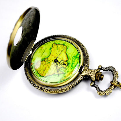 Nostalgic Antique Pocket Map Watch