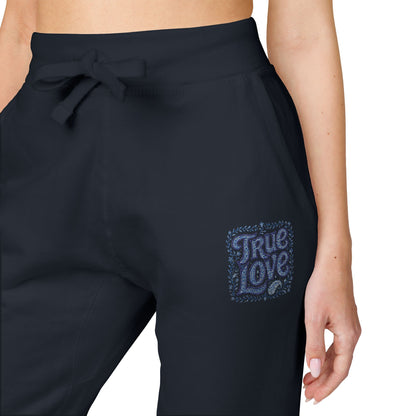 Embroidered 'True Love' Fleece Sweatpants