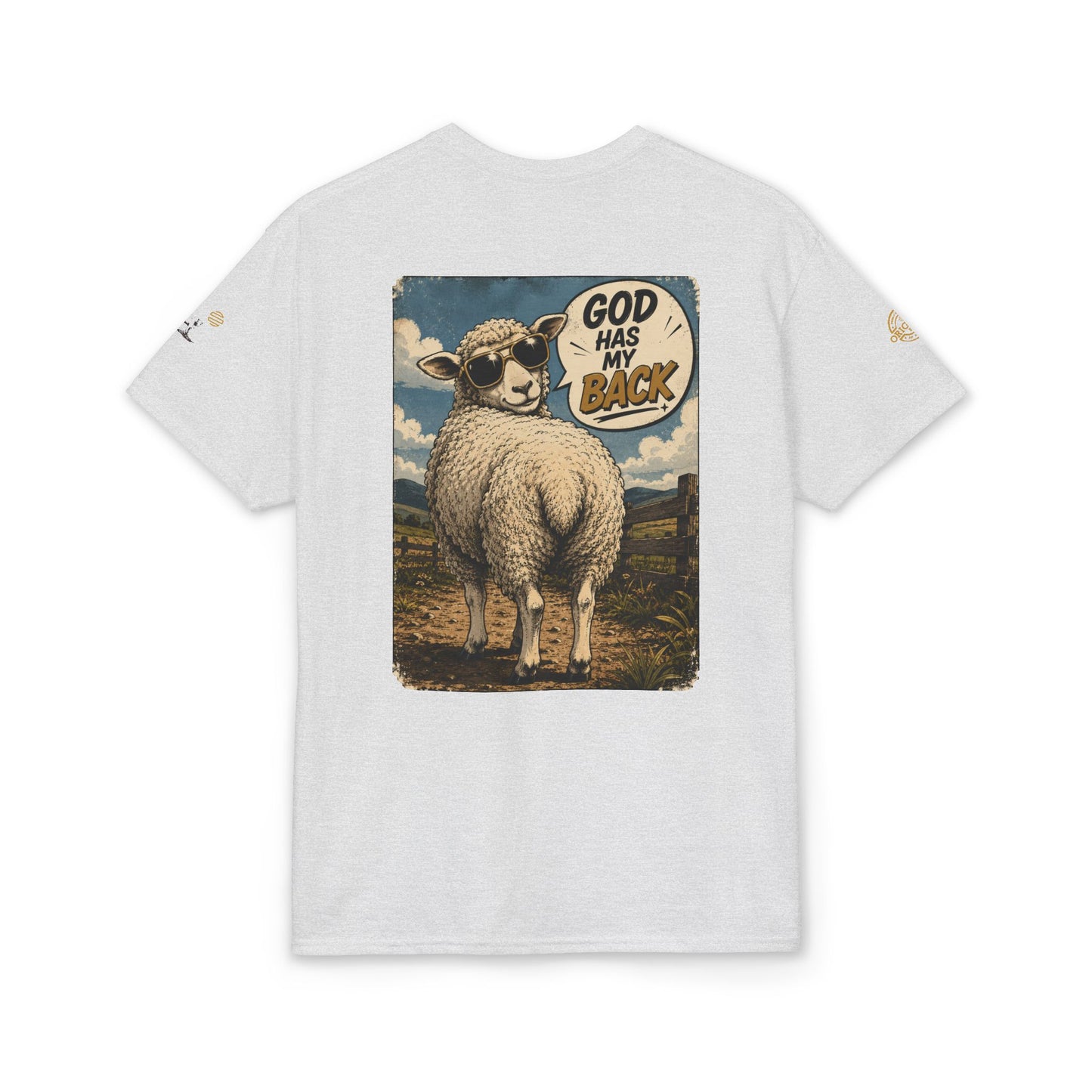 Sheep In the Wild Graphic T-Shirt — "God Has My Back" Faith Tee
