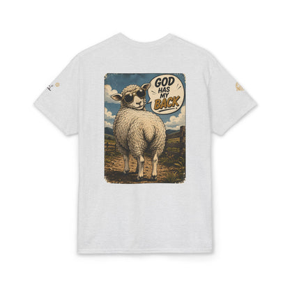 Sheep In the Wild Graphic T-Shirt — "God Has My Back" Faith Tee