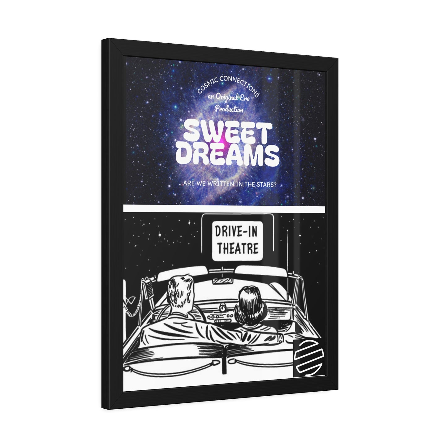 Sweet Dreams Drive-In Framed Poster — Retro Night Sky Print