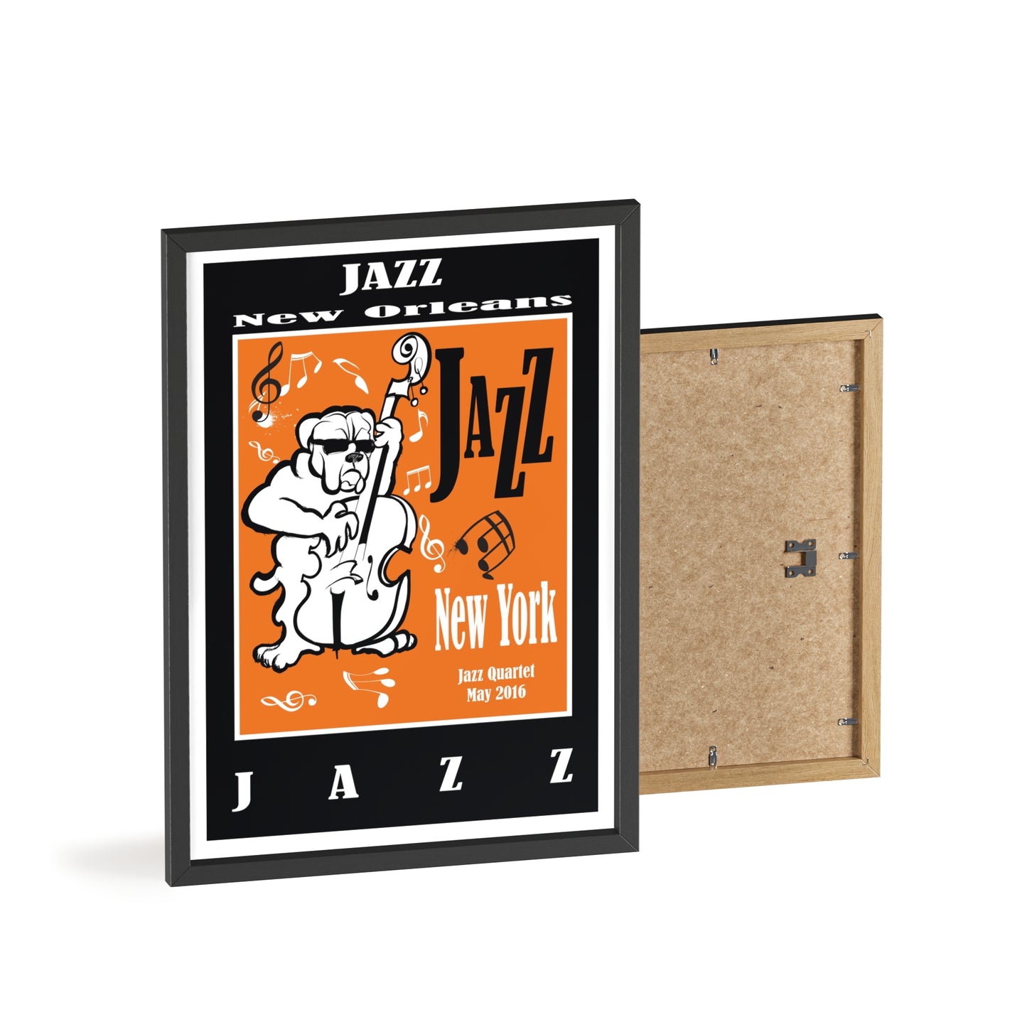 Jazz Poster with Wooden Frame — New Orleans/New York Music Print
