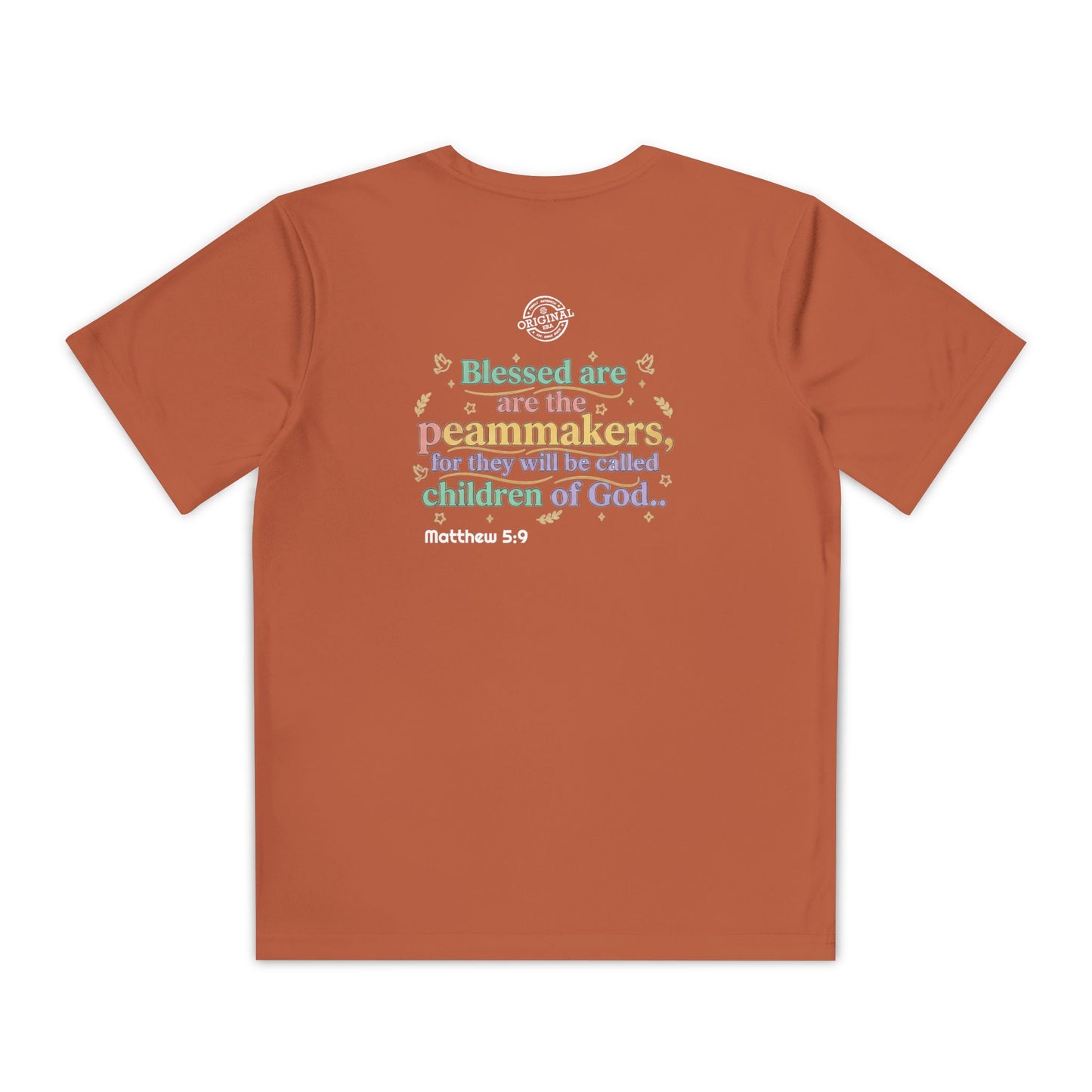 Youth Competitor Tee — "Original Era Inc." Kids' Christian Scripture T-Shirt (Matthew 5:9)