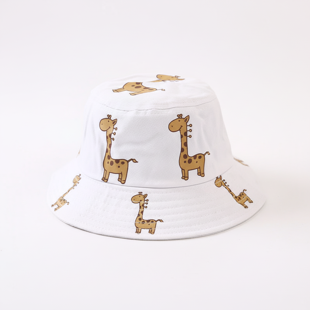 Cartoon Giraffe Bucket Hats for Kids - Outdoor & Beach