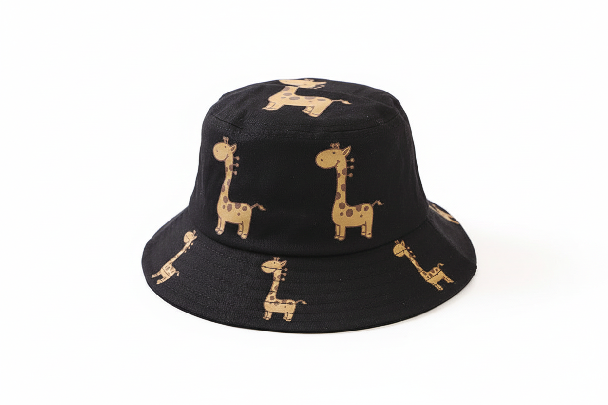 Cartoon Giraffe Bucket Hats for Kids - Outdoor & Beach
