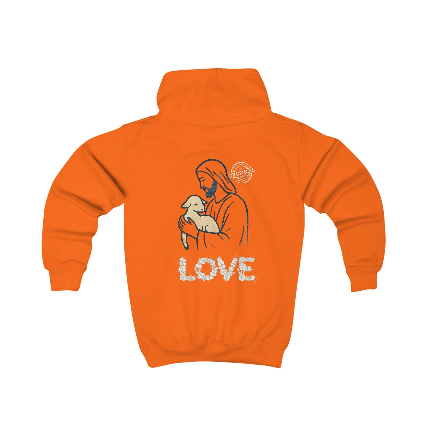 Kids Hoodie — “Jesus is the Good Shepherd” Christian Children’s Hoodie (Love Design)