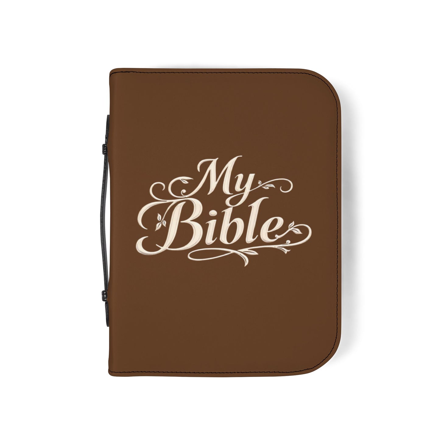 Brown Zippered "My Bible" Leather Bible Cover — Protective Carry Case for Church, Travel & Devotions