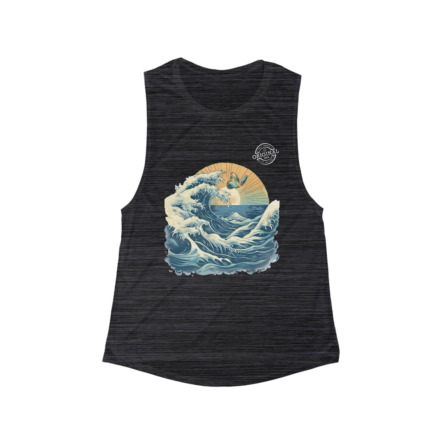 Women's Ocean Wave Scoop Muscle Tank — Vintage Surf Sunset Graphic