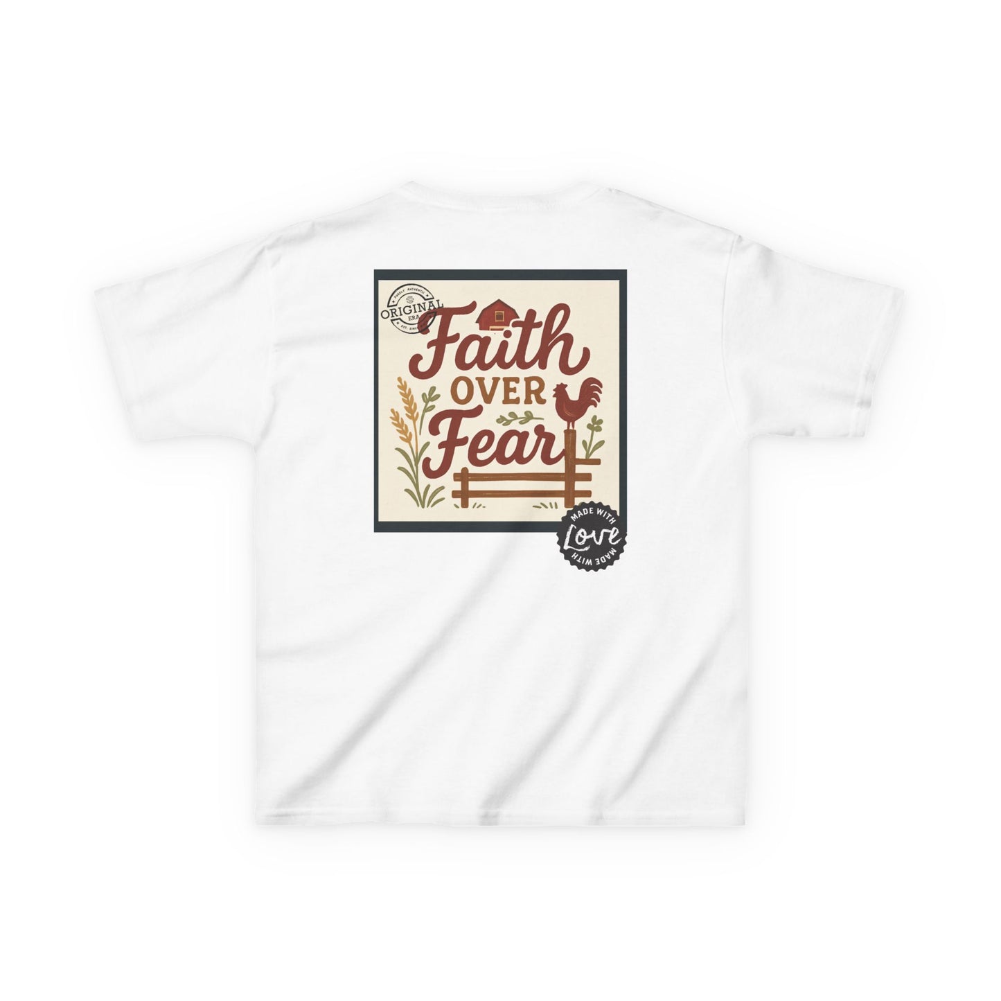 Kids T‑Shirt — 'You Herd the Word' Cow Front & 'Faith Over Fear' Farm Graphic