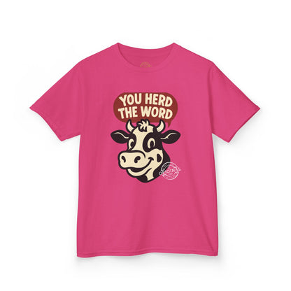 Kids T‑Shirt — 'You Herd the Word' Cow Front & 'Faith Over Fear' Farm Graphic