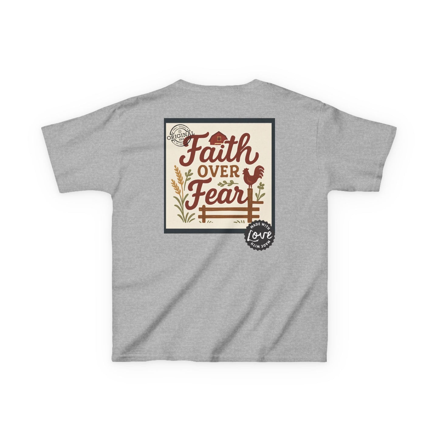Kids T‑Shirt — 'You Herd the Word' Cow Front & 'Faith Over Fear' Farm Graphic