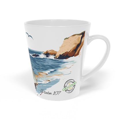 Sailboat & Lighthouse Latte Mug — 12oz Coastal Nautical Coffee Cup