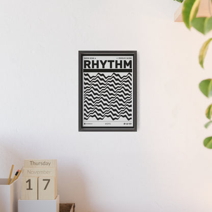 Rhythm Wave Art Poster with Wooden Frame — Black & White Modern Wall Print