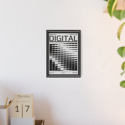 Digital Grid Poster with Wooden Frame — Modern Black & White Wall Art