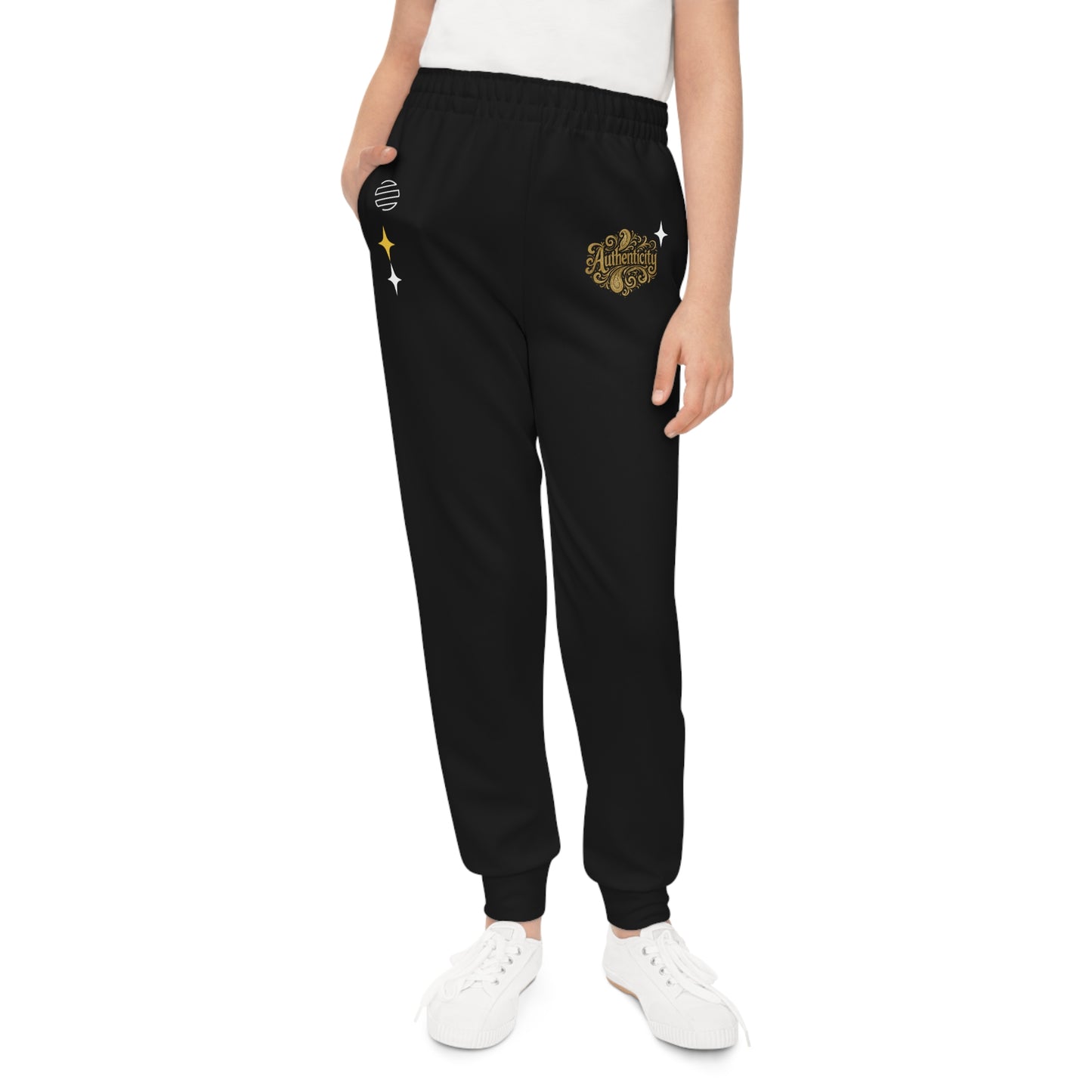 Kids Black Golden Script Sparkle Joggers