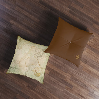 Vintage Treasure Map Tufted Floor Pillow