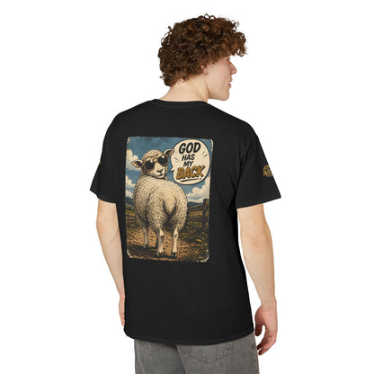 Sheep In the Wild Graphic T-Shirt — "God Has My Back" Faith Tee