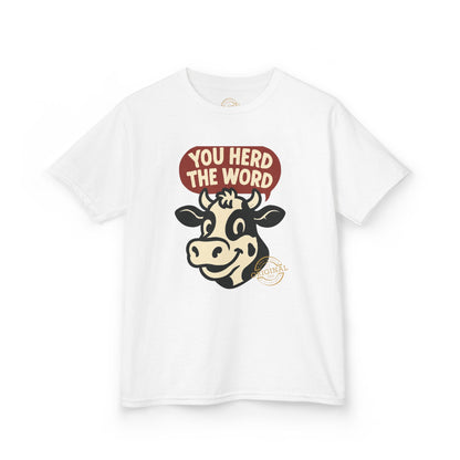 Kids T‑Shirt — 'You Herd the Word' Cow Front & 'Faith Over Fear' Farm Graphic