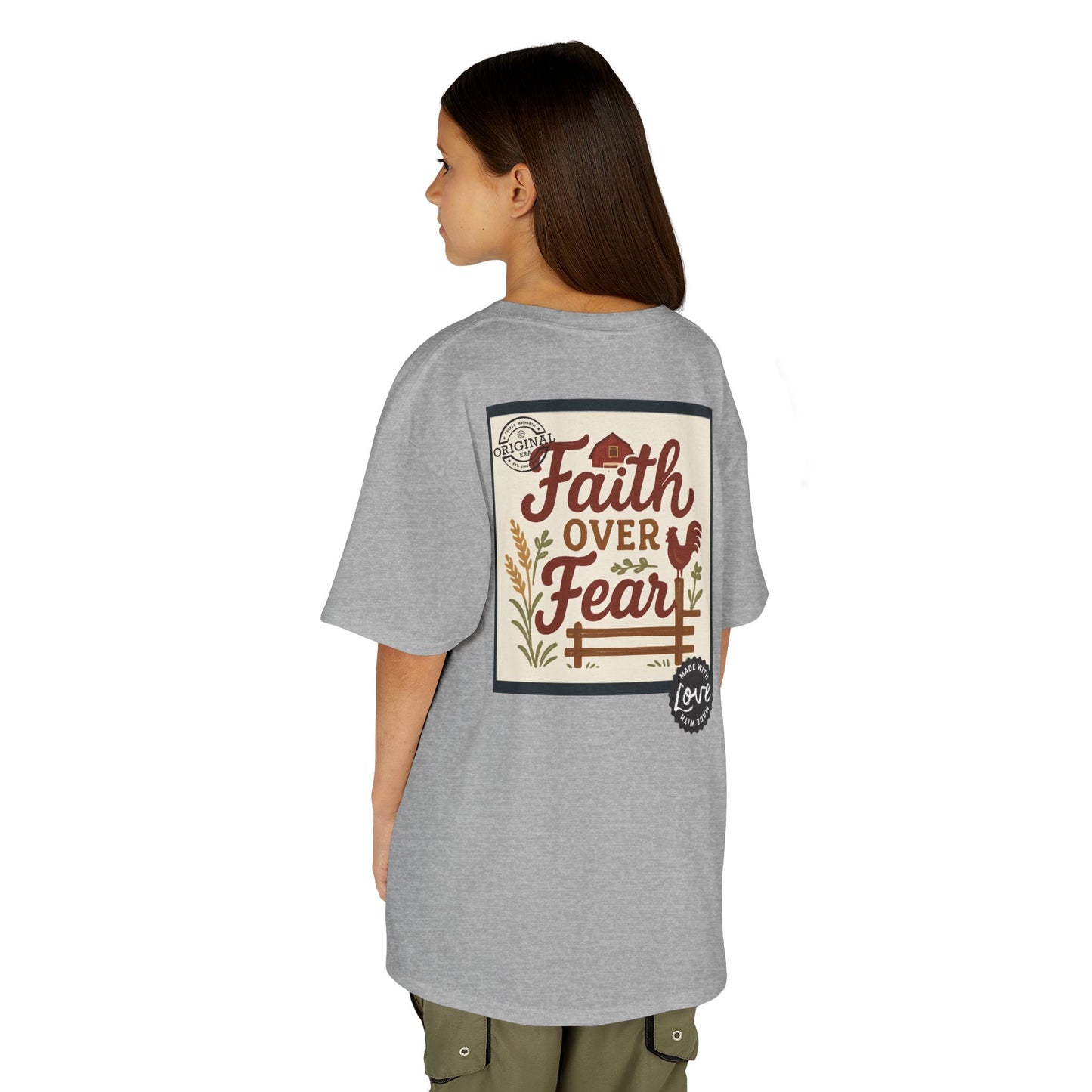 Kids T‑Shirt — 'You Herd the Word' Cow Front & 'Faith Over Fear' Farm Graphic