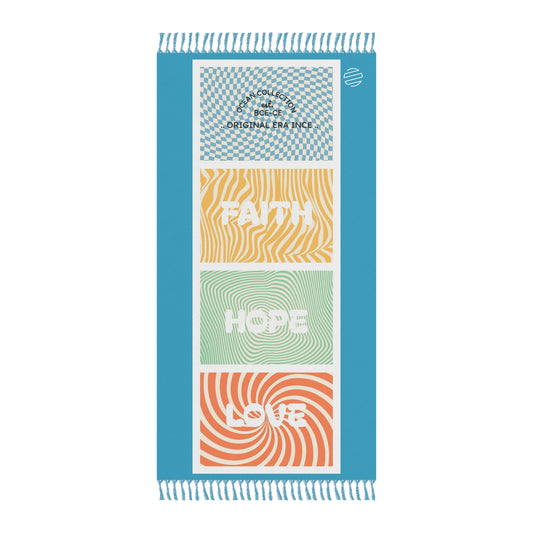 Boho Beach Towel — Faith Hope Love Fringe Cotton Beach Blanket