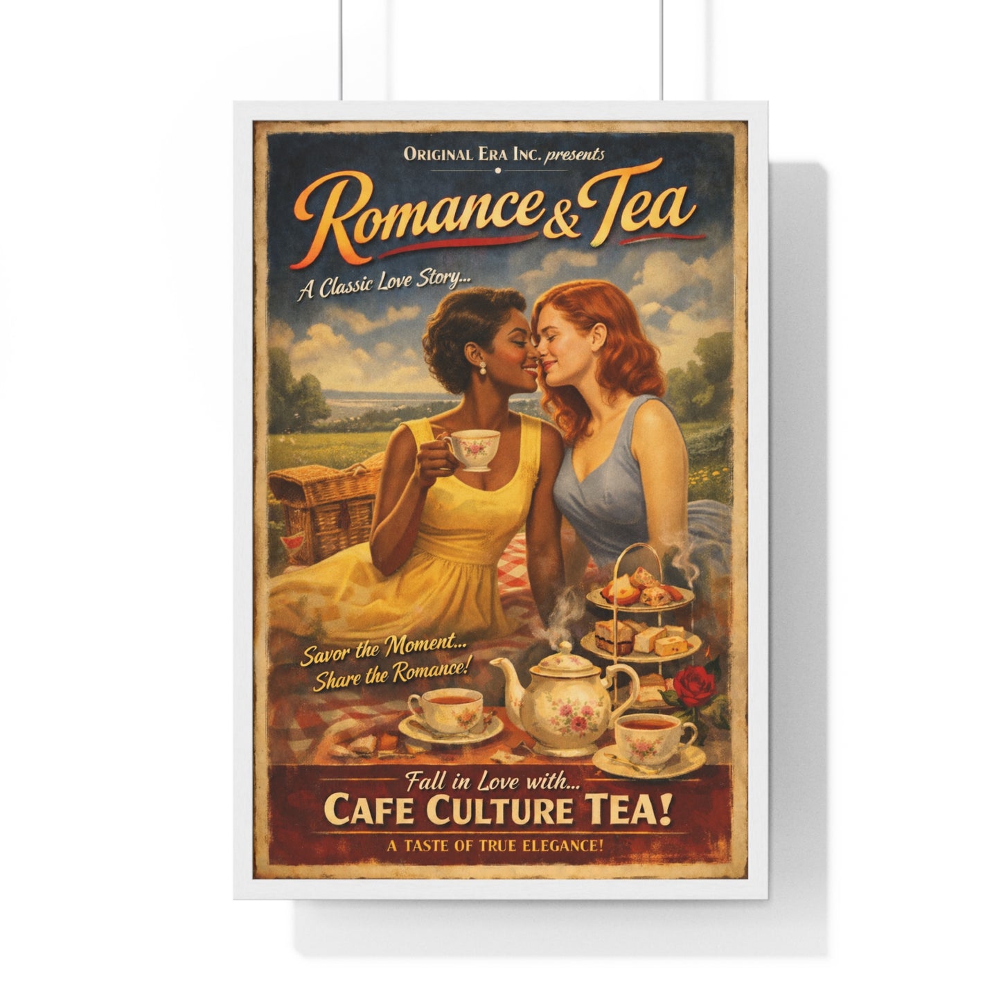Romance & Tea Vintage Poster — Cafe Culture Tea Wall Art