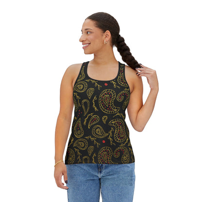 Women's Boho Black & Gold Tank Top