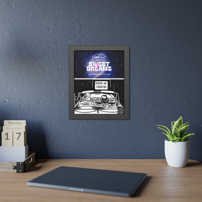 Sweet Dreams Drive-In Framed Poster — Retro Night Sky Print