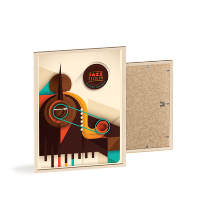 Jazz Session Poster with Wooden Frame – Retro Abstract Music Wall Art