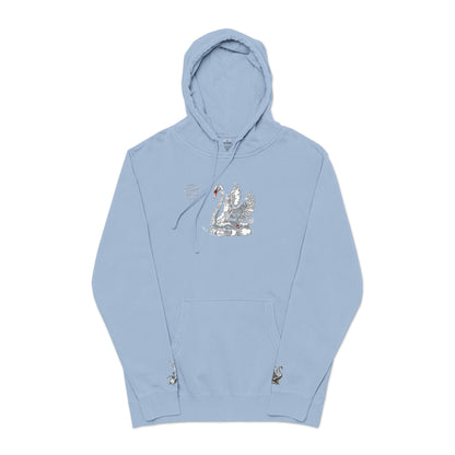 Embroidered Swan Graphic Hoodie — Vintage Pigment-Dyed