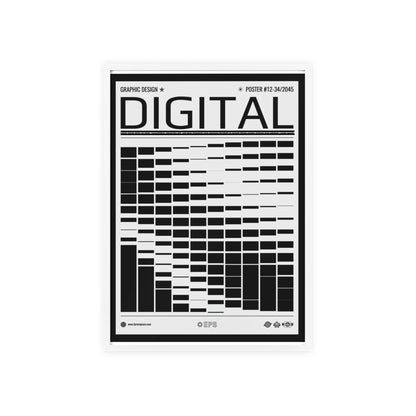 Digital Grid Poster with Wooden Frame — Modern Black & White Wall Art
