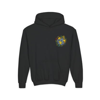 Youth Hoodie — Earth Floral Heart Graphic Kids Sweatshirt