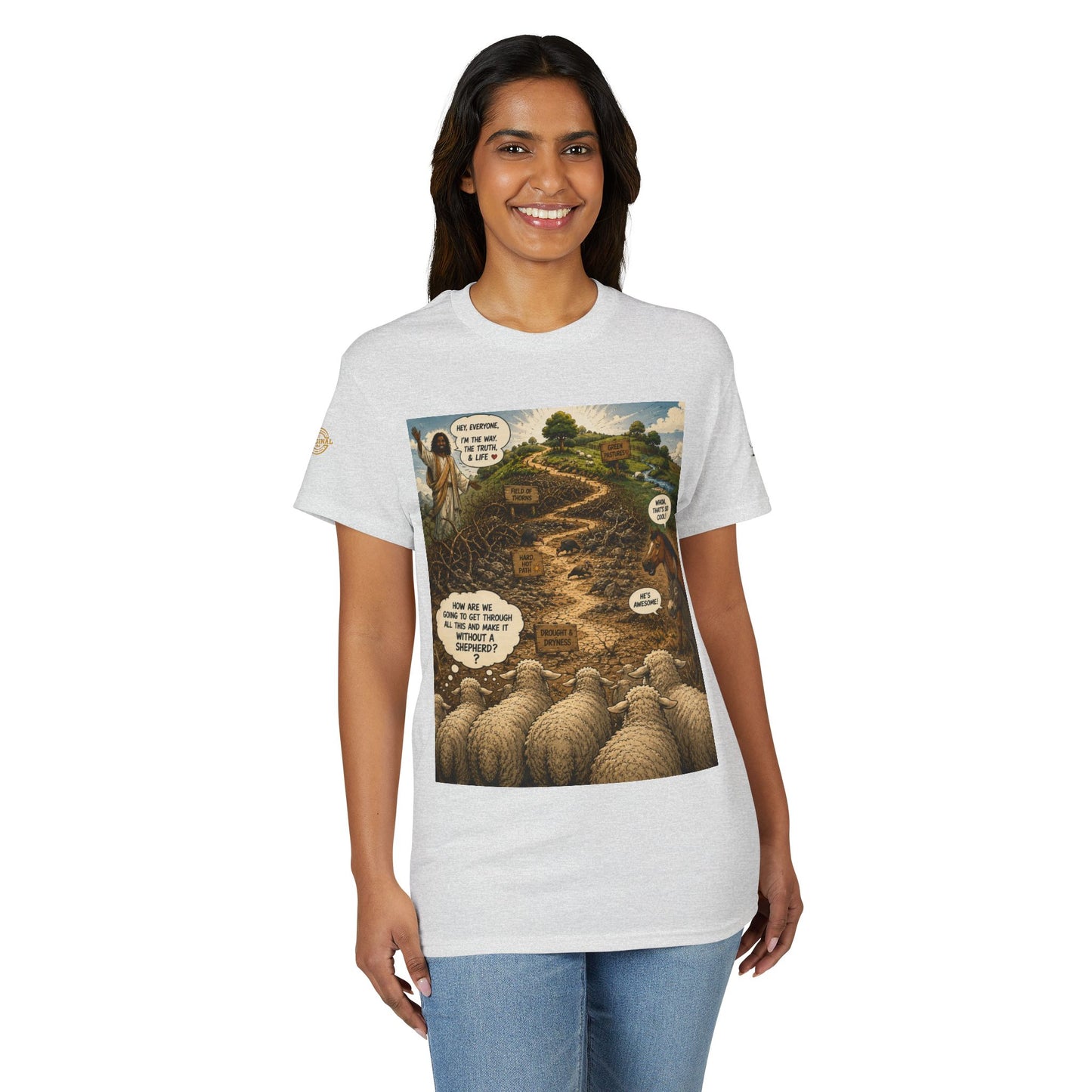 Sheep In the Wild Graphic T-Shirt — "God Has My Back" Faith Tee