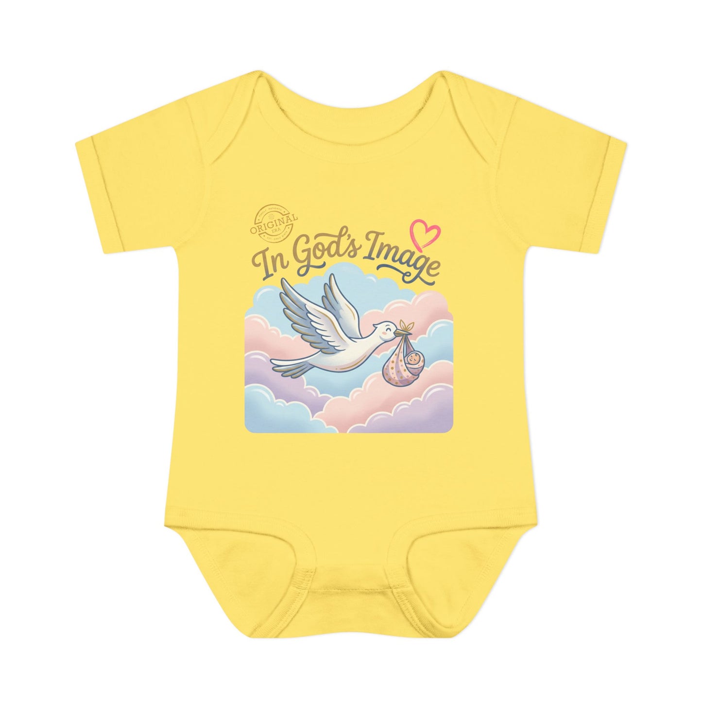Infant Bodysuit — "In God's Image" Stork Baby Onesie