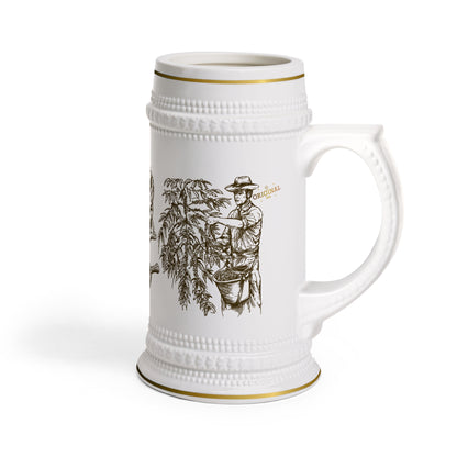 Coffee Lover's Stein Mug - Rustic Coffee Art