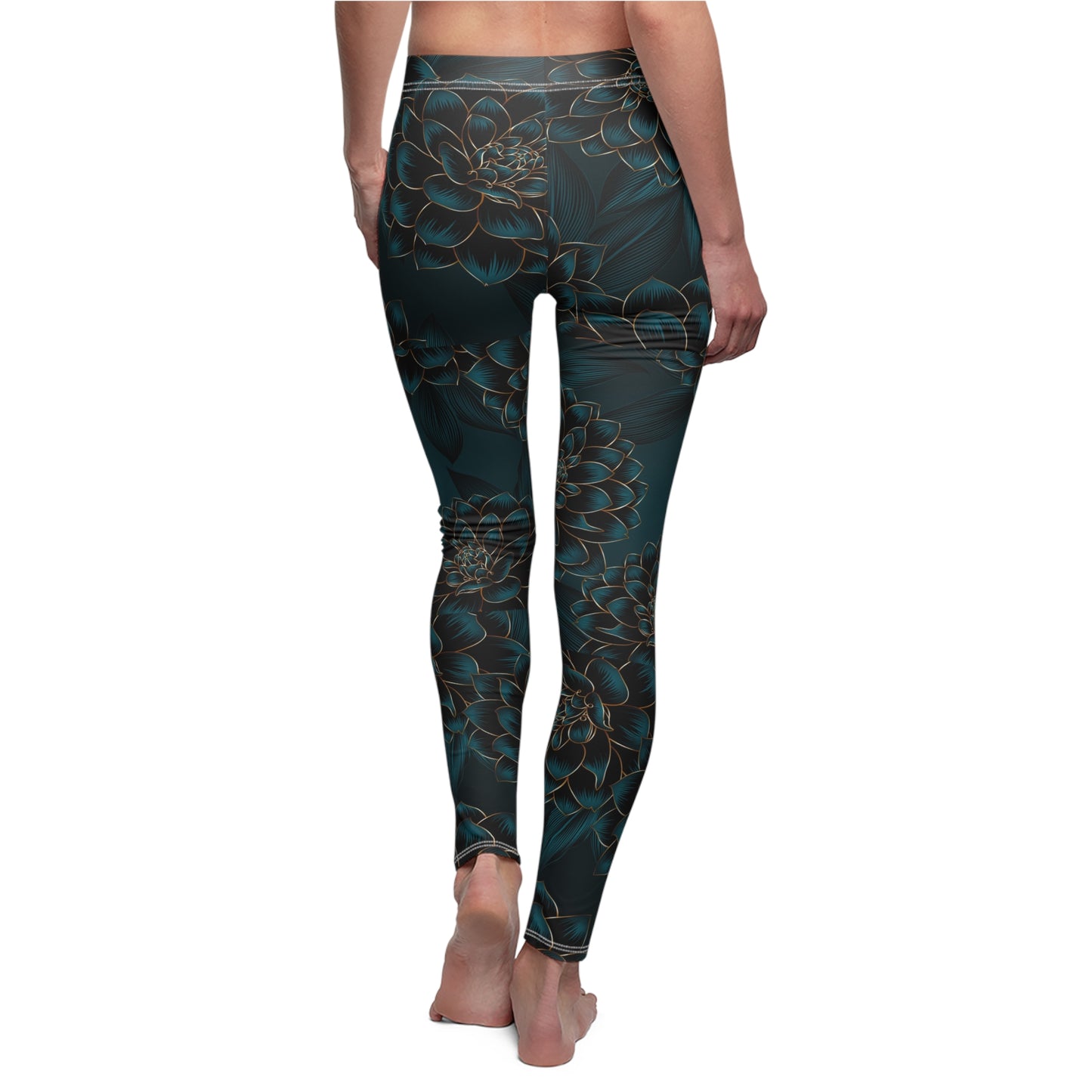 Women's Floral Midnight Teal Leggings