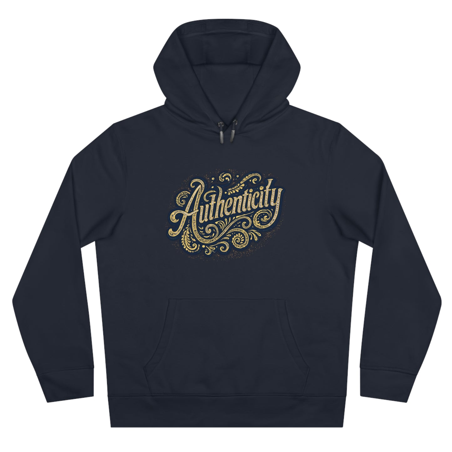 Authenticity Script Hoodie — 'Authenticity' Vintage Ornate Graphic Hooded Sweatshirt