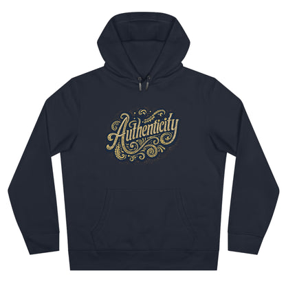 Authenticity Script Hoodie — 'Authenticity' Vintage Ornate Graphic Hooded Sweatshirt