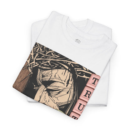 Christian Inspirational Tee, Unisex Heavy Cotton Shirt, Love and Truth Graphic T-Shirt, Faith-Based Apparel