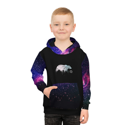 Kids Galaxy Bear Hoodie – Cosmic Space Pullover for Children