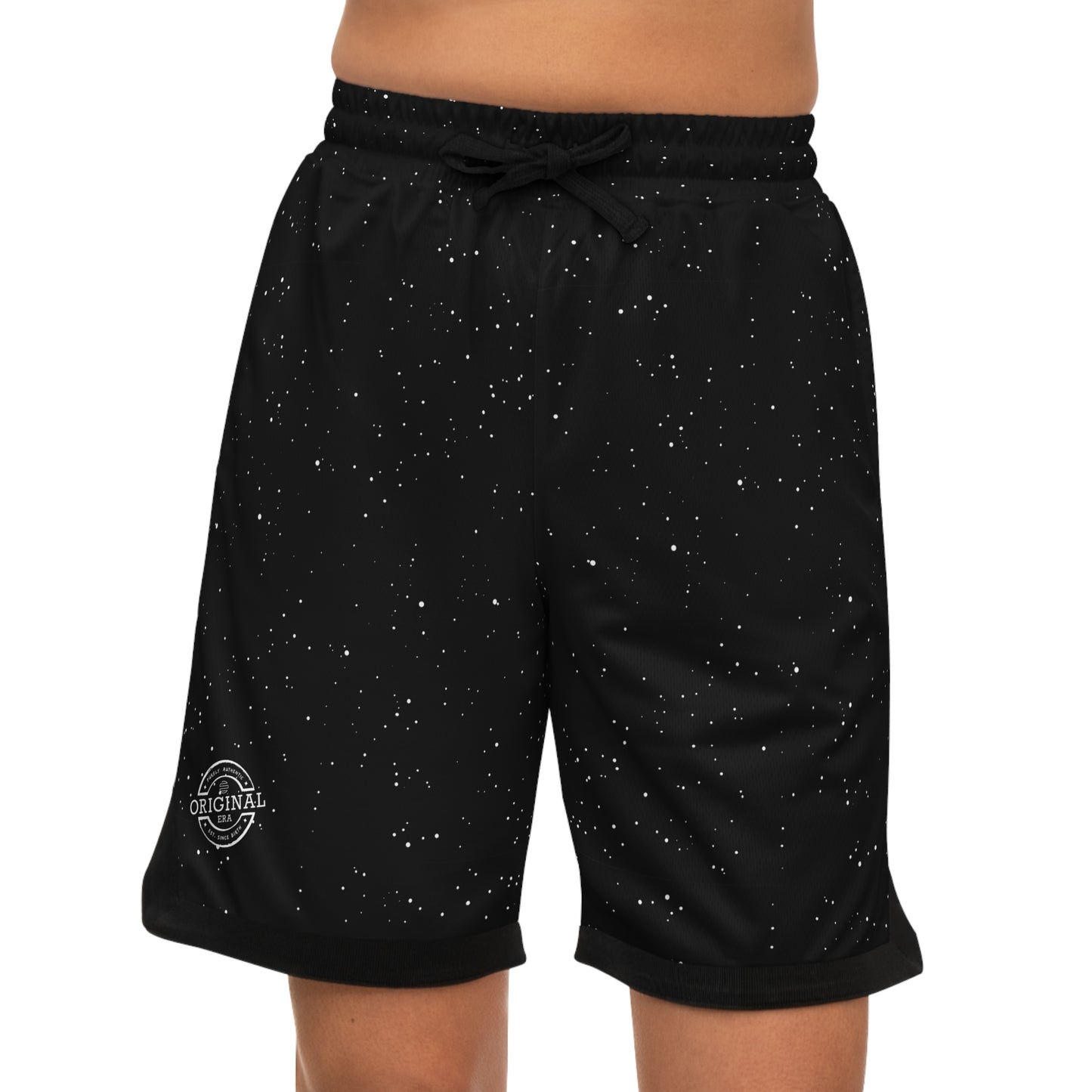 Speckled Black Basketball Shorts — Ribbed Athletic