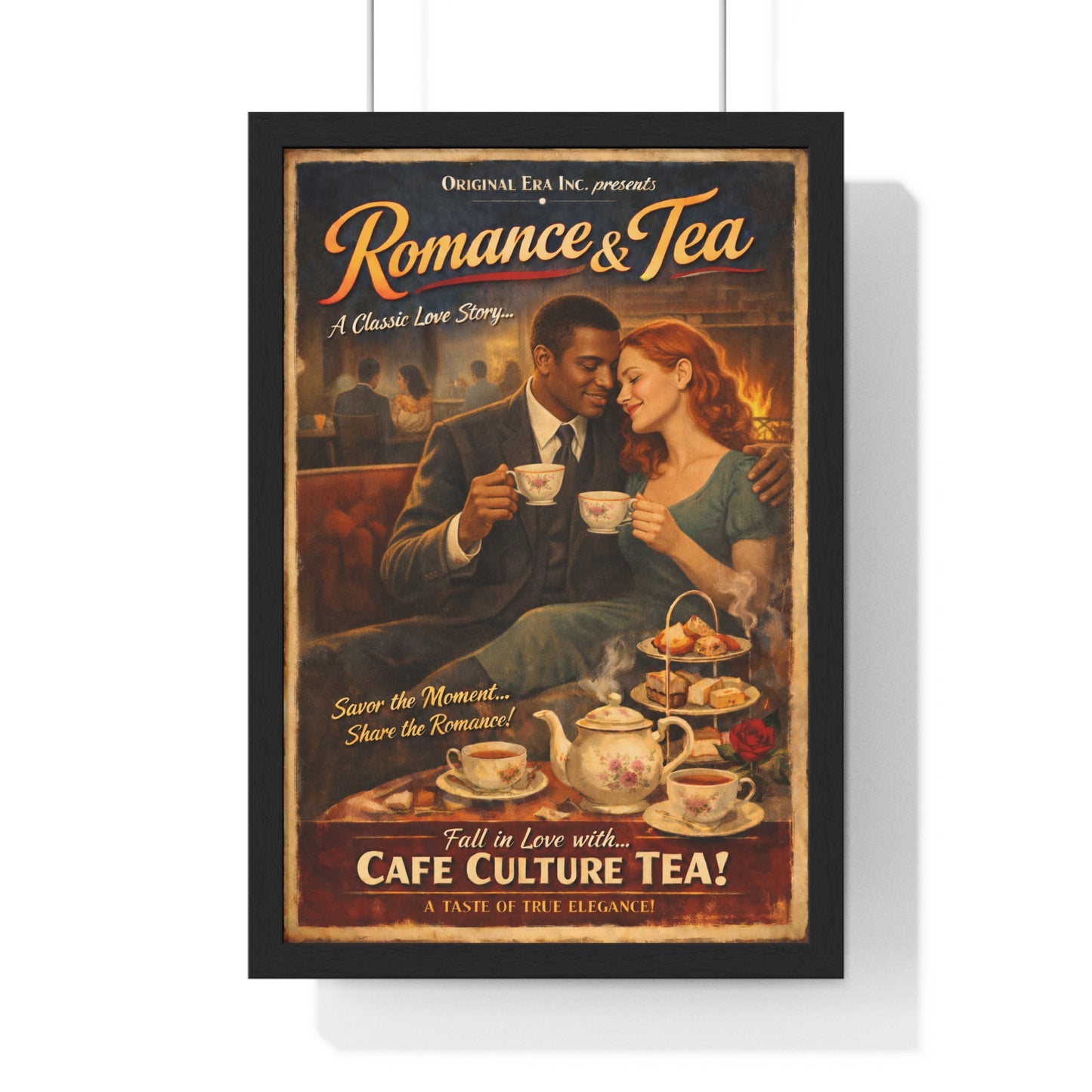 Romance & Tea Vintage Poster — Cafe Culture Tea Wall Art