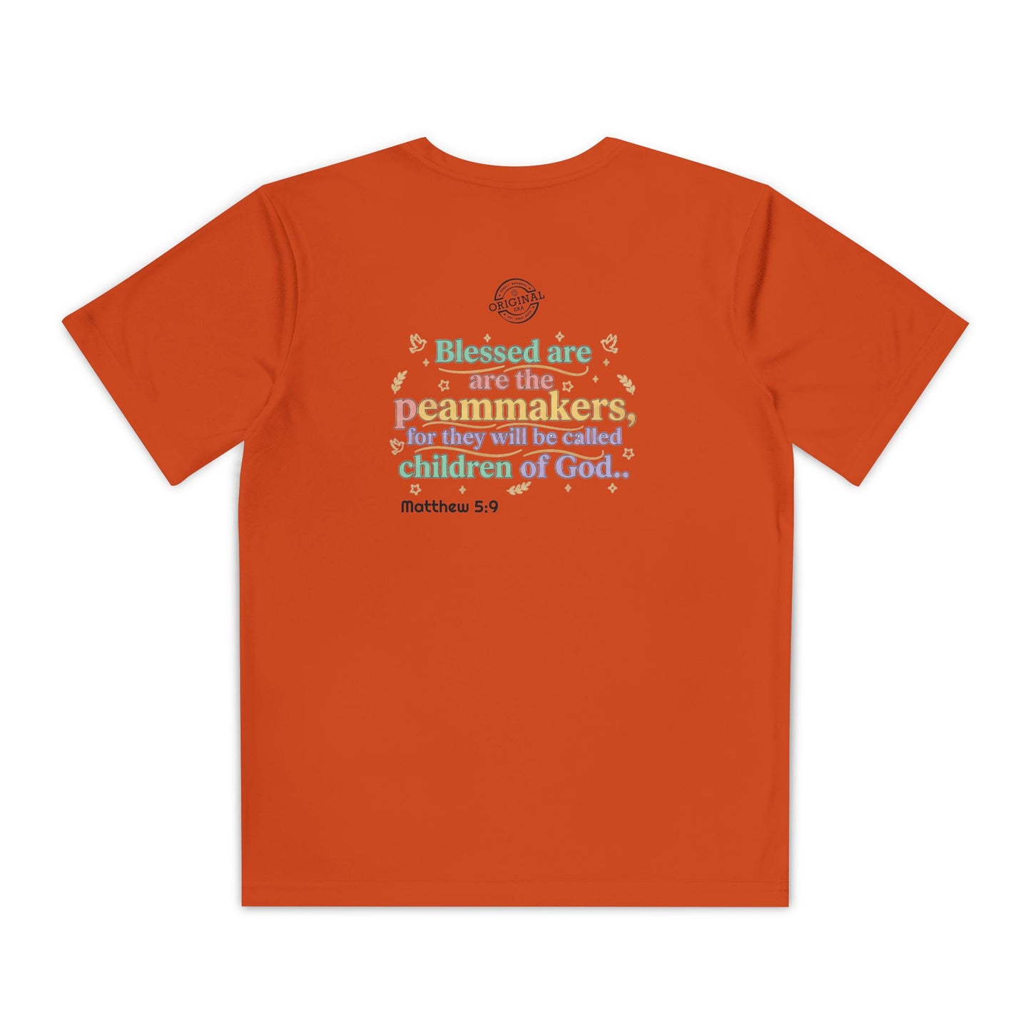 Youth Competitor Tee — "Original Era Inc." Kids' Christian Scripture T-Shirt (Matthew 5:9)