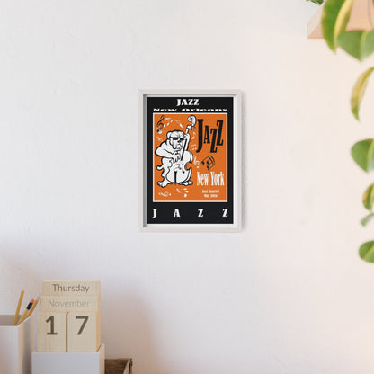 Jazz Poster with Wooden Frame — New Orleans/New York Music Print