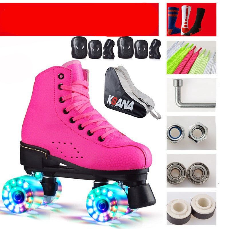 Classic Solic Coloured LED Quad Roller Skates